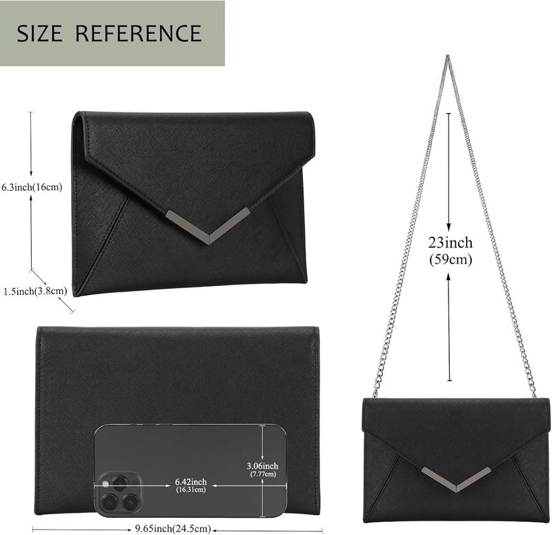 DEXMAY DM Dexmay Women Envelope Clutch Handbag Medium Saffiano Leather Foldover Clutch Purse - Image 3
